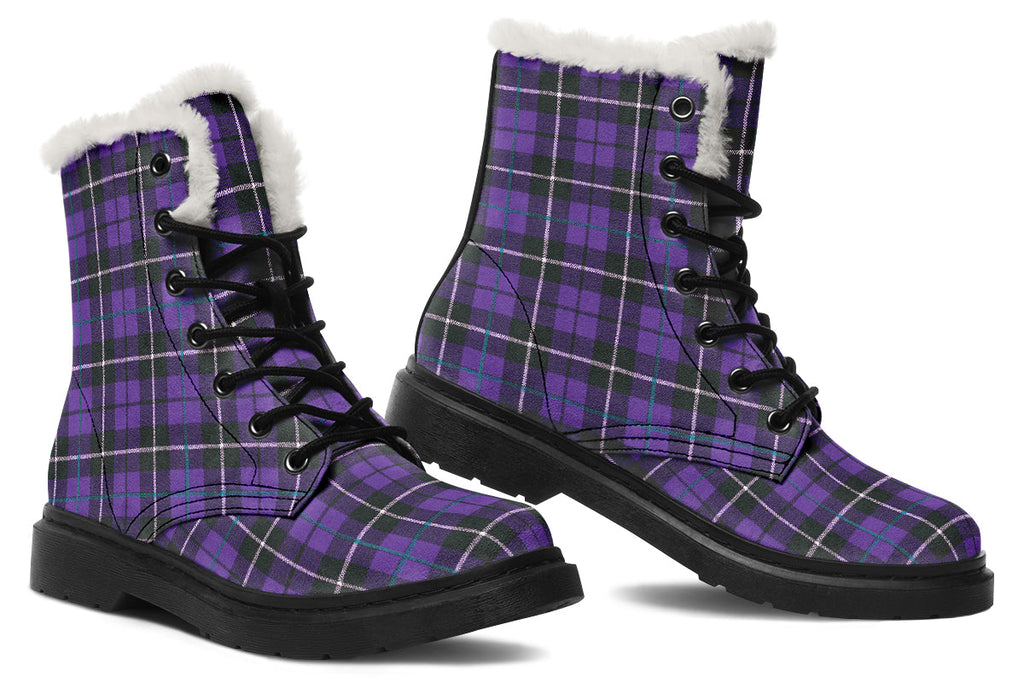 ANTIBrand – Purple Tartan Fleece Lined Boots