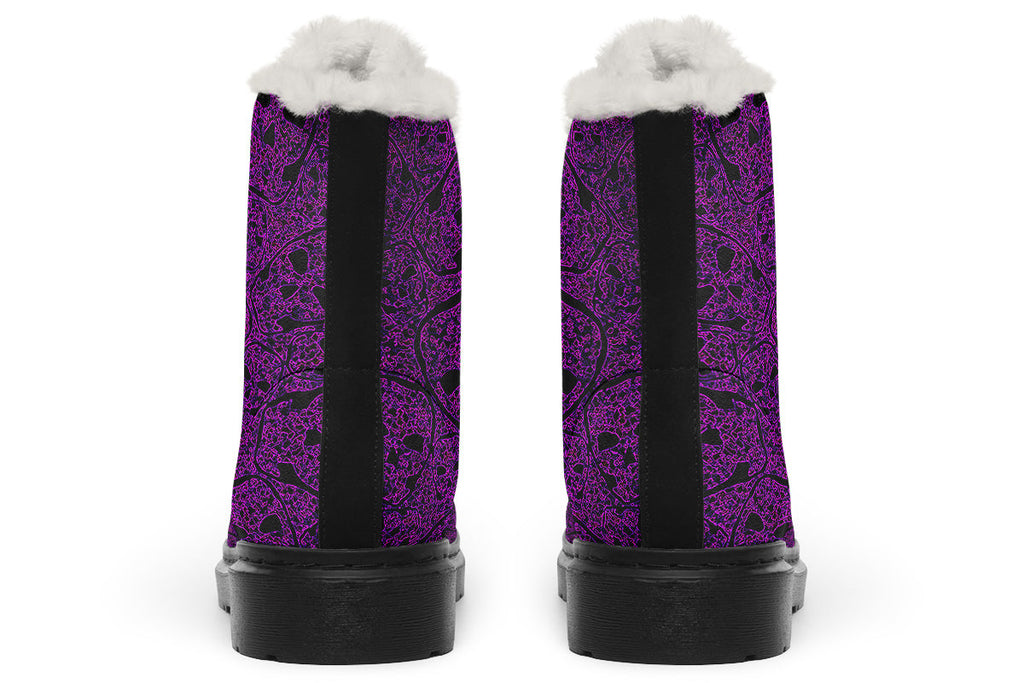 ANTIBrand Digital Immortality Fleece Lined Boots – Purple Skulls