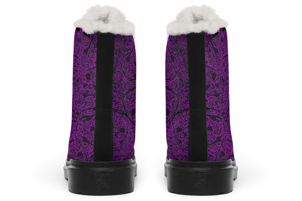 ANTIBrand Digital Immortality Fleece Lined Boots – Purple Skulls