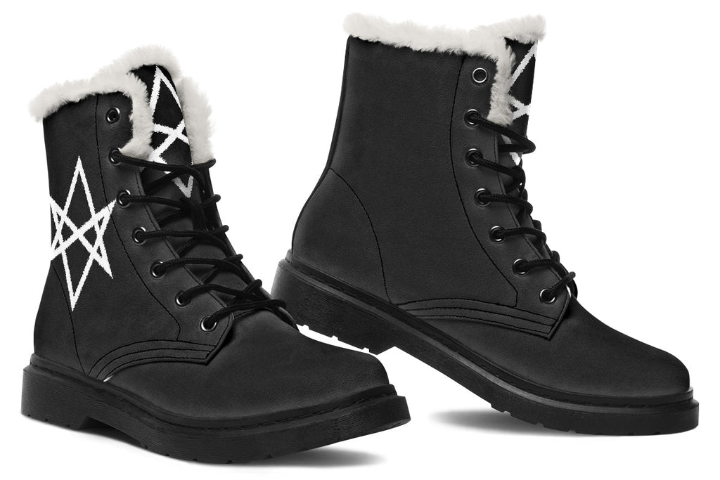 ANTIBrand Unicursal Hexagram Protection Fleece Lined Boots – Black