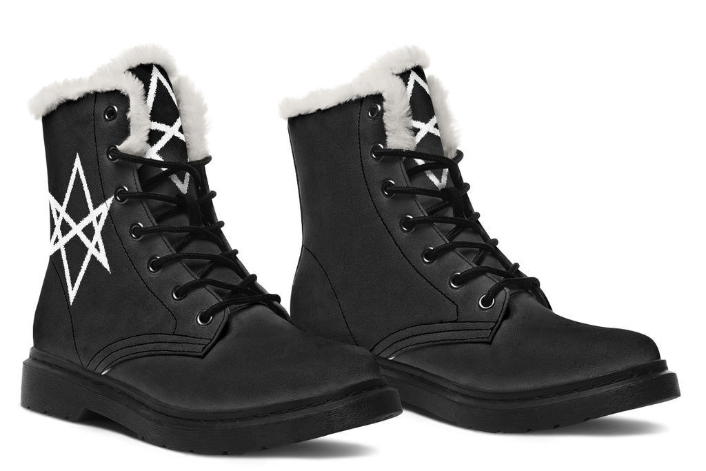 ANTIBrand Unicursal Hexagram Protection Fleece Lined Boots – Black