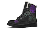 ANTIBrand Rose Painting Purple Fleece Lined Boots