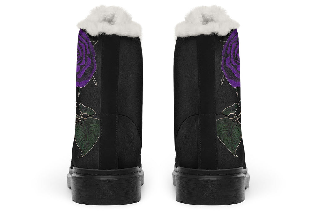 ANTIBrand Rose Painting Purple Fleece Lined Boots