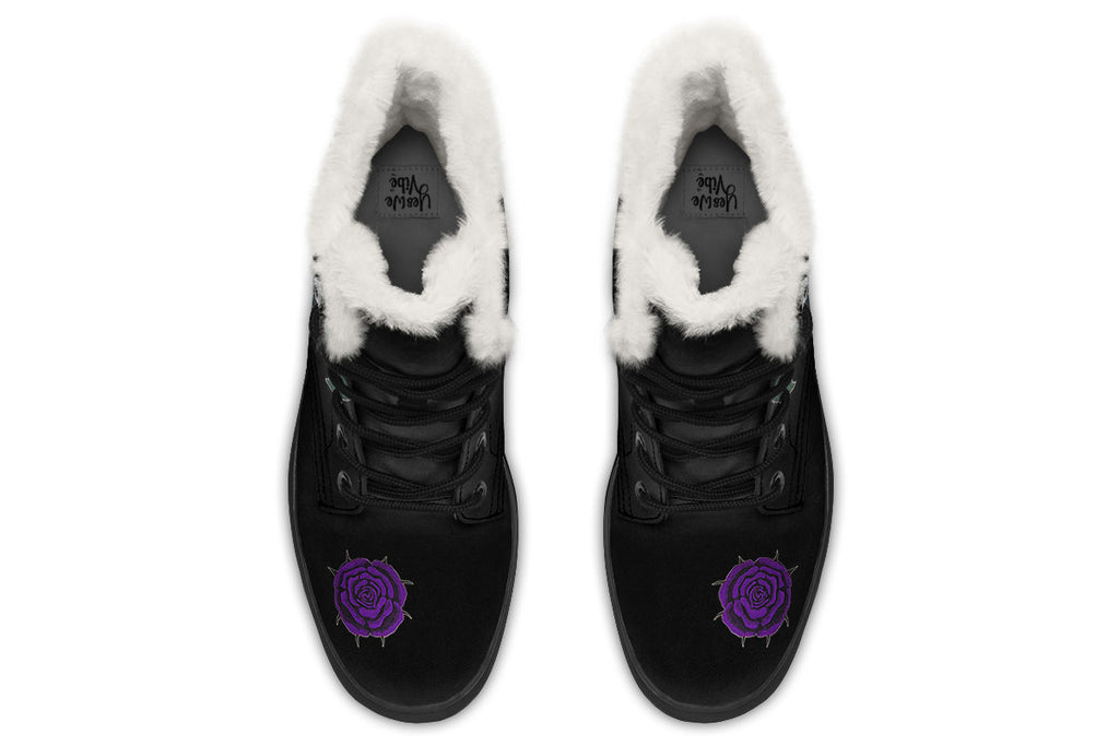 ANTIBrand Rose Painting Purple Fleece Lined Boots