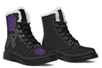 ANTIBrand Rose Painting Purple Fleece Lined Boots