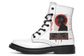 ANTIBrand x Tiago Ramos Ghost in the Circuit White Faux Leather Combat Boots