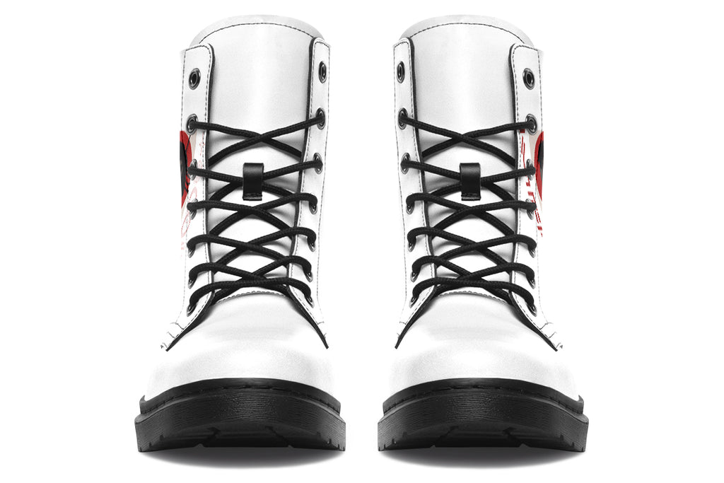 ANTIBrand x Tiago Ramos Ghost in the Circuit White Faux Leather Combat Boots