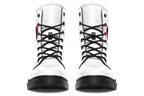 ANTIBrand x Tiago Ramos Ghost in the Circuit White Faux Leather Combat Boots