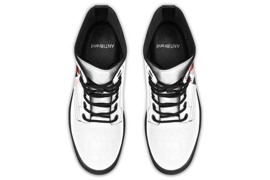 ANTIBrand x Tiago Ramos Ghost in the Circuit White Faux Leather Combat Boots