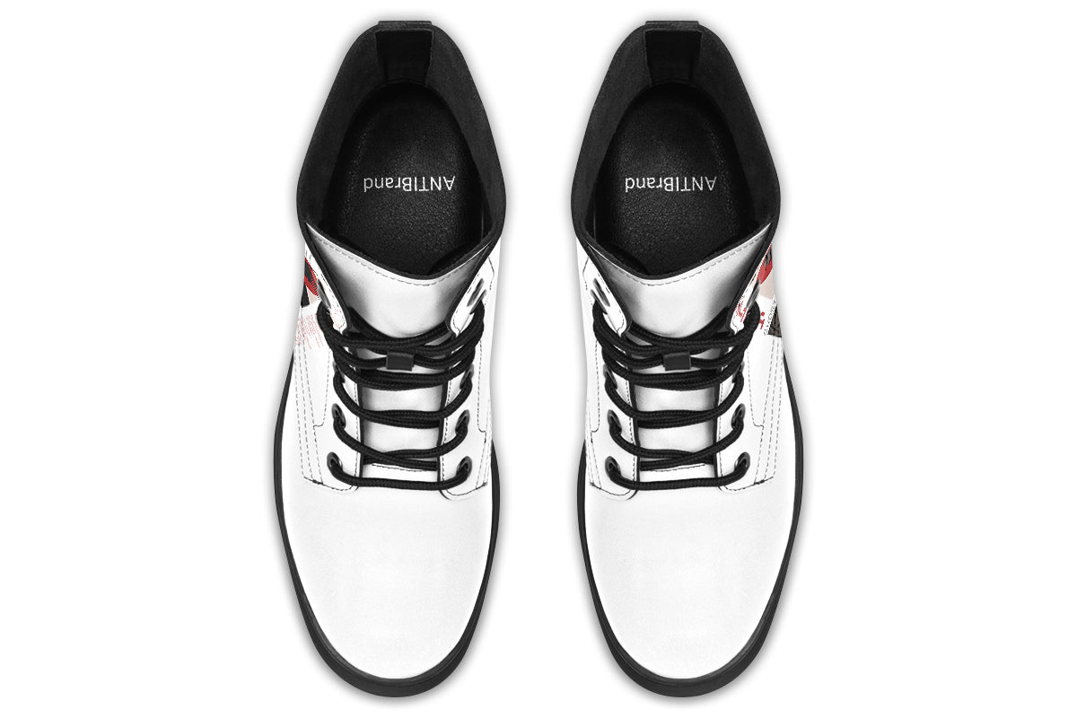 ANTIBrand x Tiago Ramos Ghost in the Circuit White Faux Leather Combat Boots