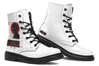 ANTIBrand x Tiago Ramos Ghost in the Circuit White Faux Leather Combat Boots