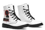 ANTIBrand x Tiago Ramos Ghost in the Circuit White Faux Leather Combat Boots