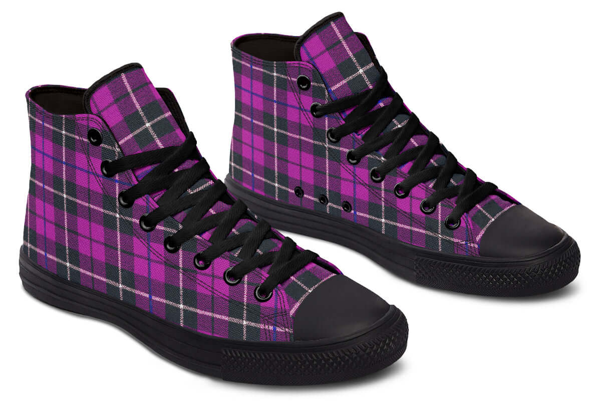 Pink Tartan Canvas High Top Shoes | ANTIBrand