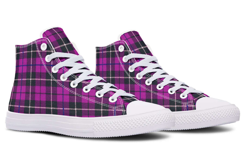 Pink Tartan Canvas High Top Shoes | ANTIBrand