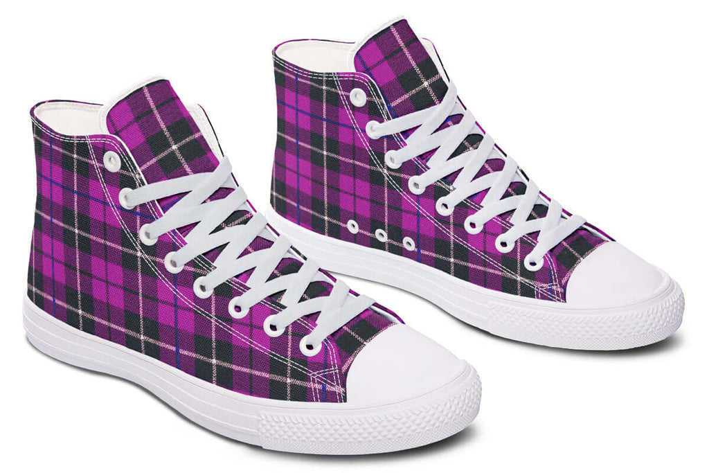 Pink Tartan Canvas High Top Shoes | ANTIBrand