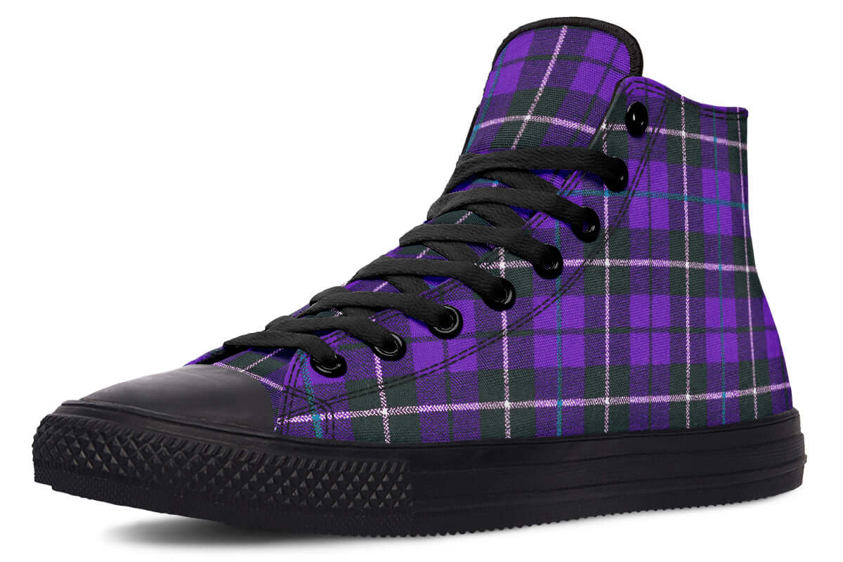 Purple Tartan Canvas High Top Shoes | ANTIBrand