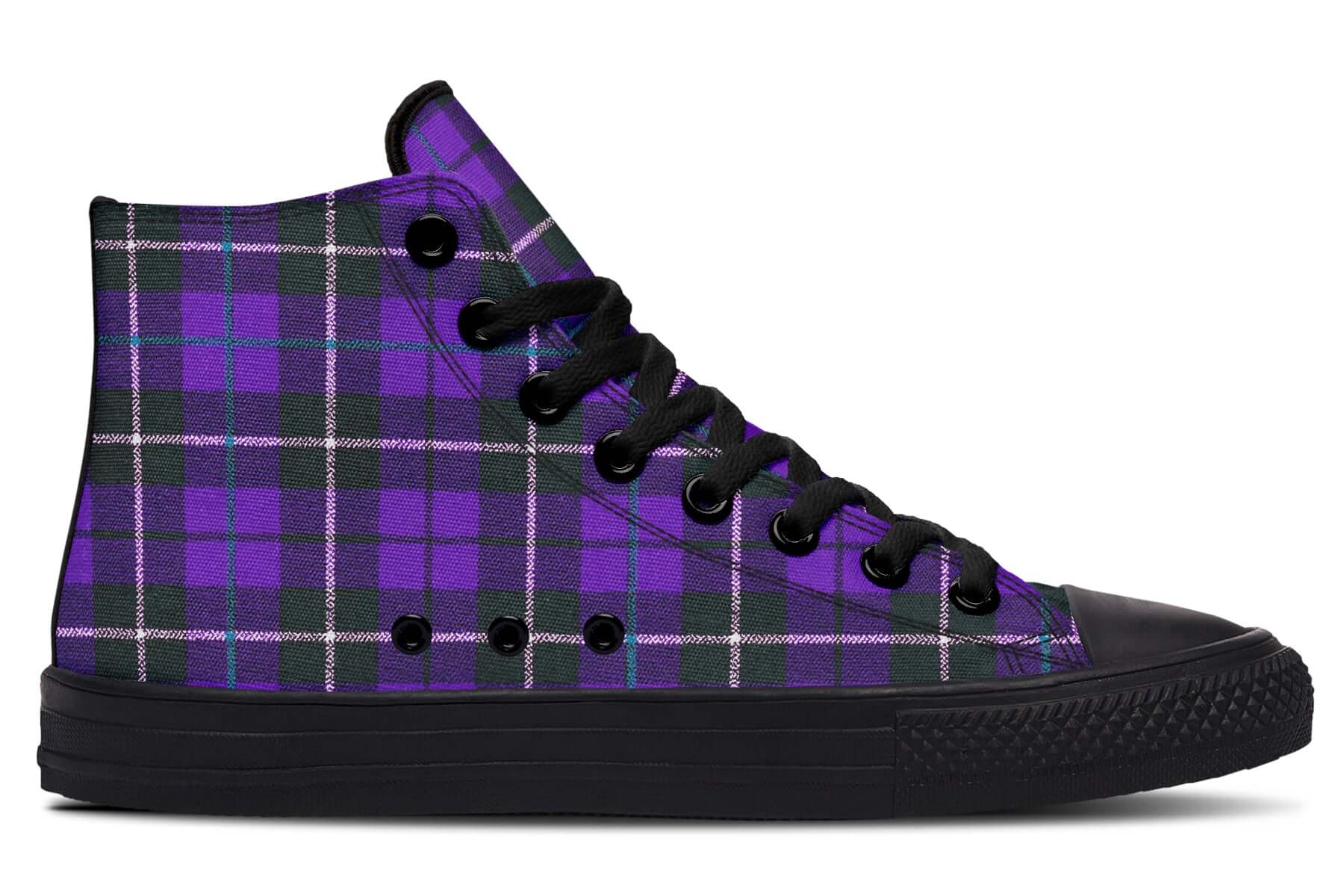 Purple Tartan Canvas High Top Shoes | ANTIBrand