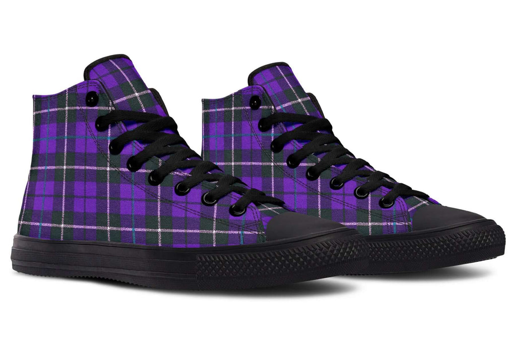 Purple Tartan Canvas High Top Shoes | ANTIBrand