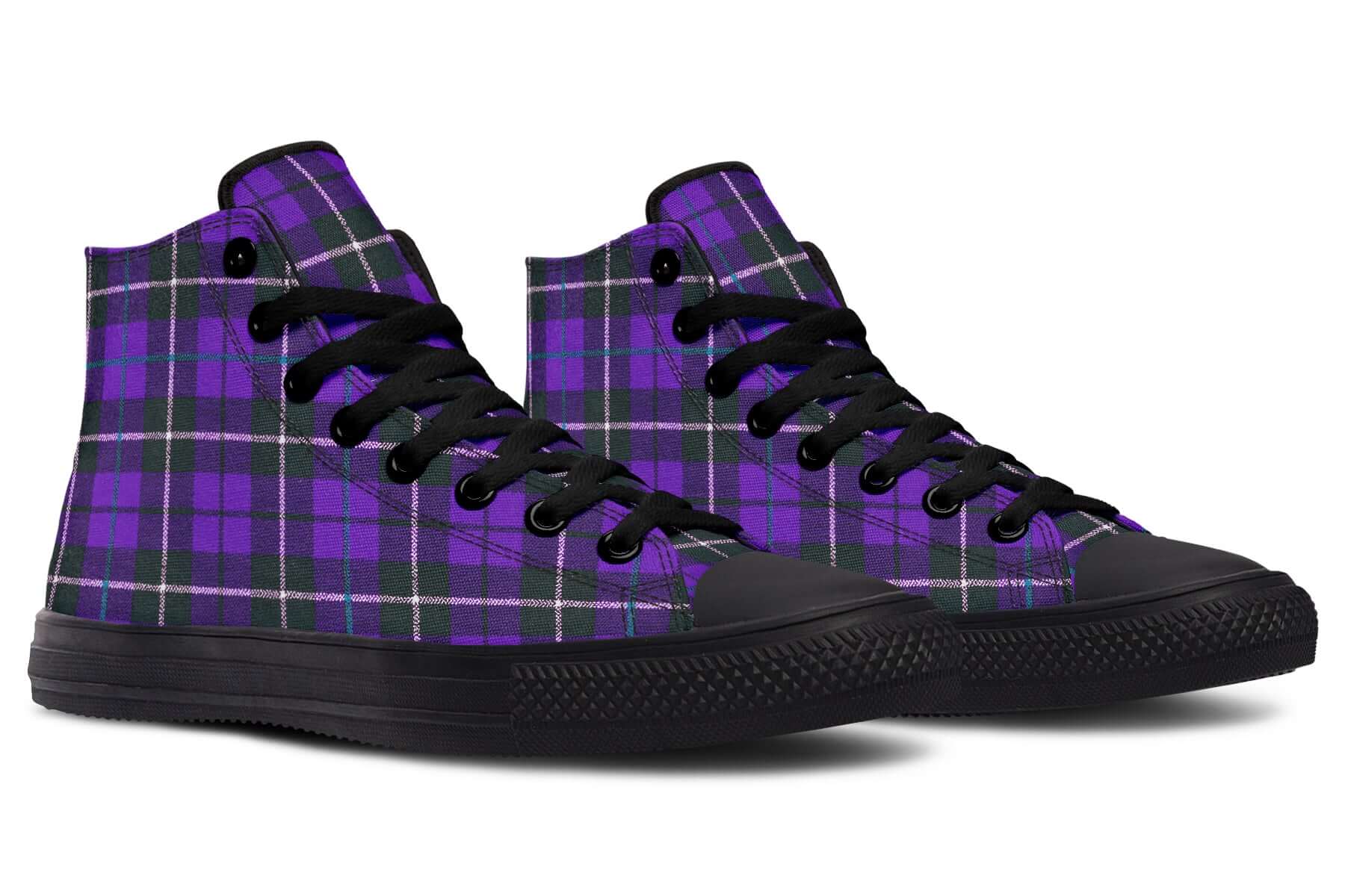 Purple Tartan Canvas High Top Shoes | ANTIBrand