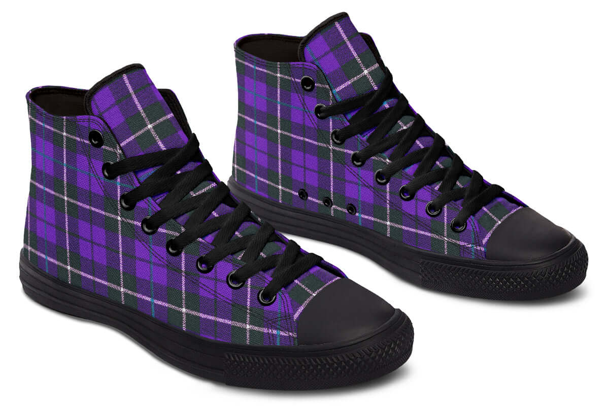 Purple Tartan Canvas High Top Shoes | ANTIBrand