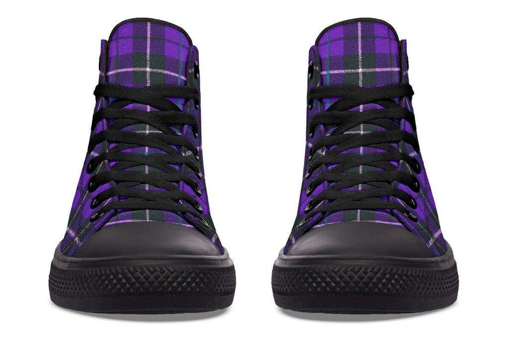 Purple Tartan Canvas High Top Shoes | ANTIBrand