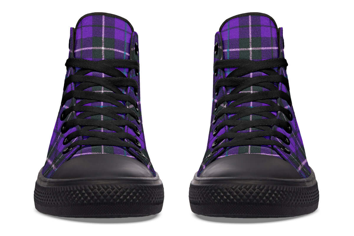 Purple Tartan Canvas High Top Shoes | ANTIBrand