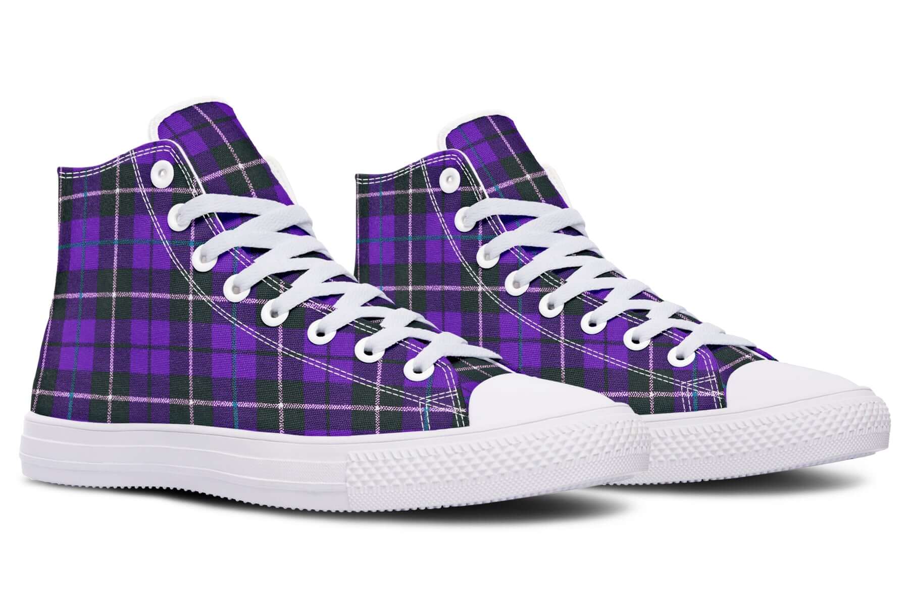 Purple Tartan Canvas High Top Shoes | ANTIBrand