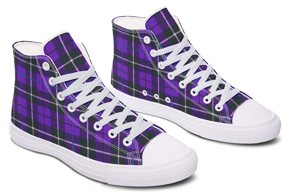 Purple Tartan Canvas High Top Shoes | ANTIBrand