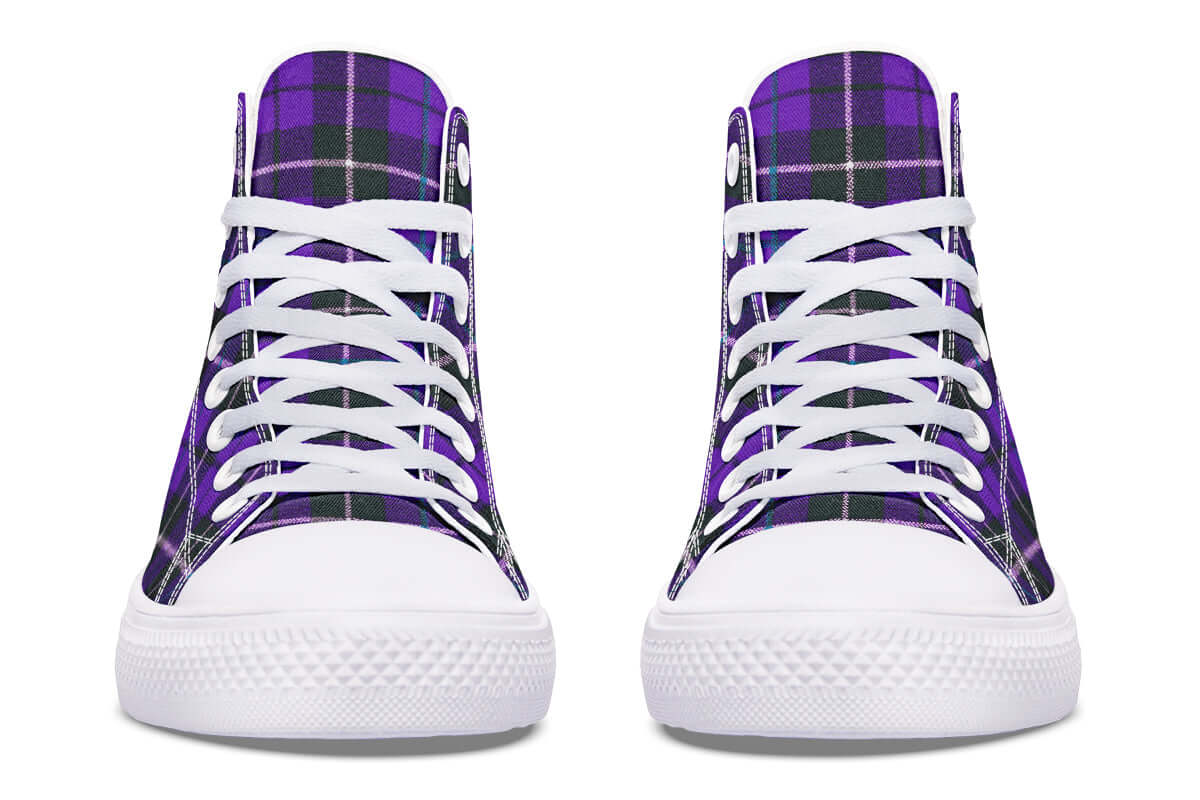 Purple Tartan Canvas High Top Shoes | ANTIBrand