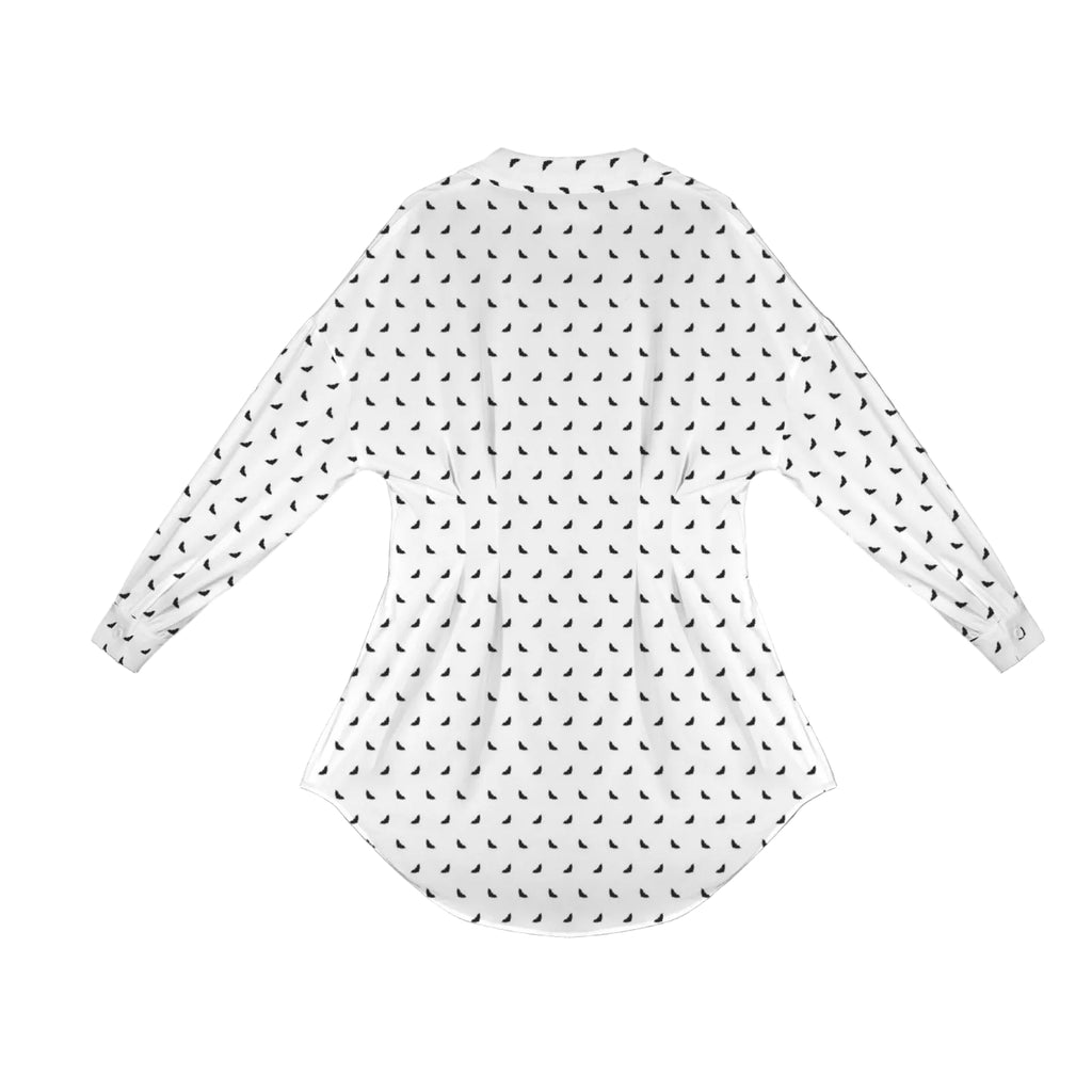 Polka Bats Cinched Shirt Dress