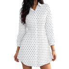 Polka Bats Cinched Shirt Dress Front View