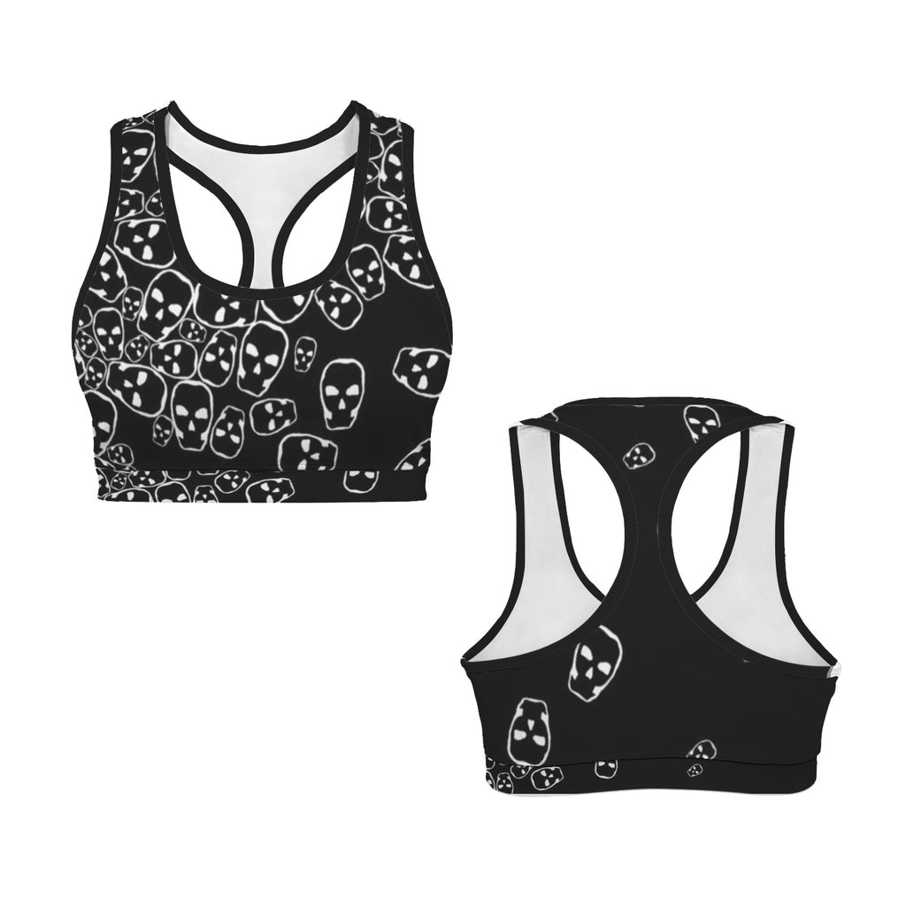 Alternative Activewear Really Tumbling White Skulls Sportswear Crop Top