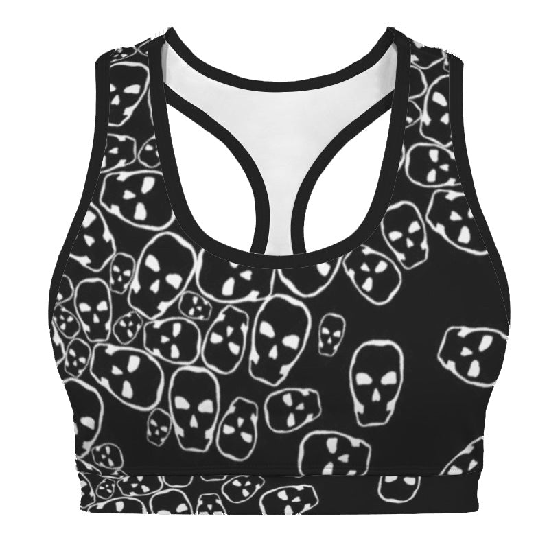 Really Tumbling White Skulls Sportswear Crop Top Front View