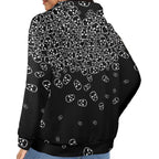 ANTIBrand fleece-lined zip hoodie – Tumbling Skulls print (black/white)