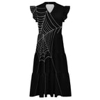 Women's Casual Ruffle Sleeve V Neck Midi Dress