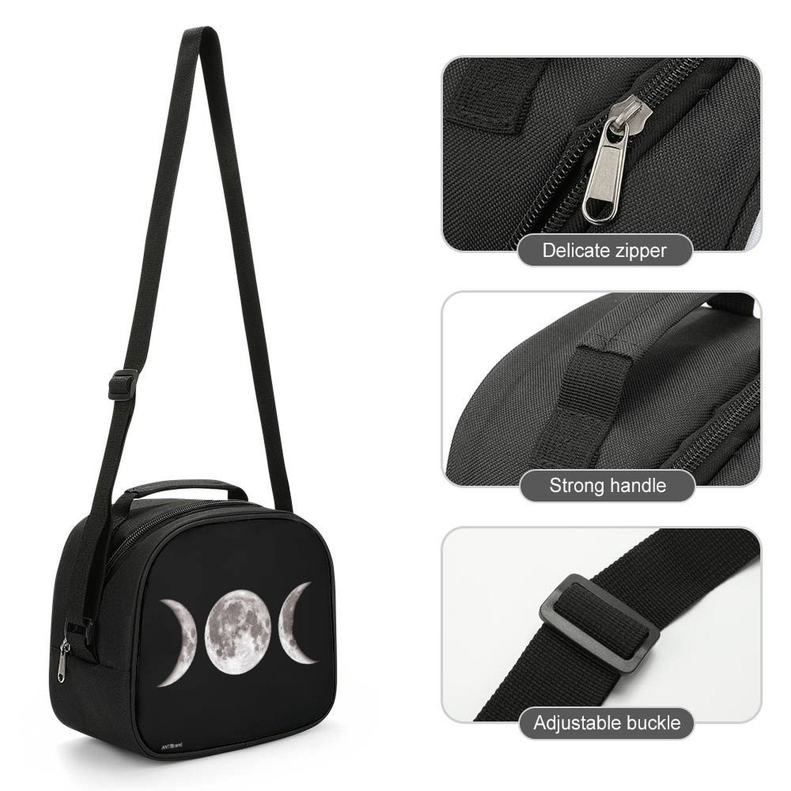 Triple Goddess Insulated Lunch Bag With Crossbody Strap &amp; Top Handle Thermal Cooler Tote