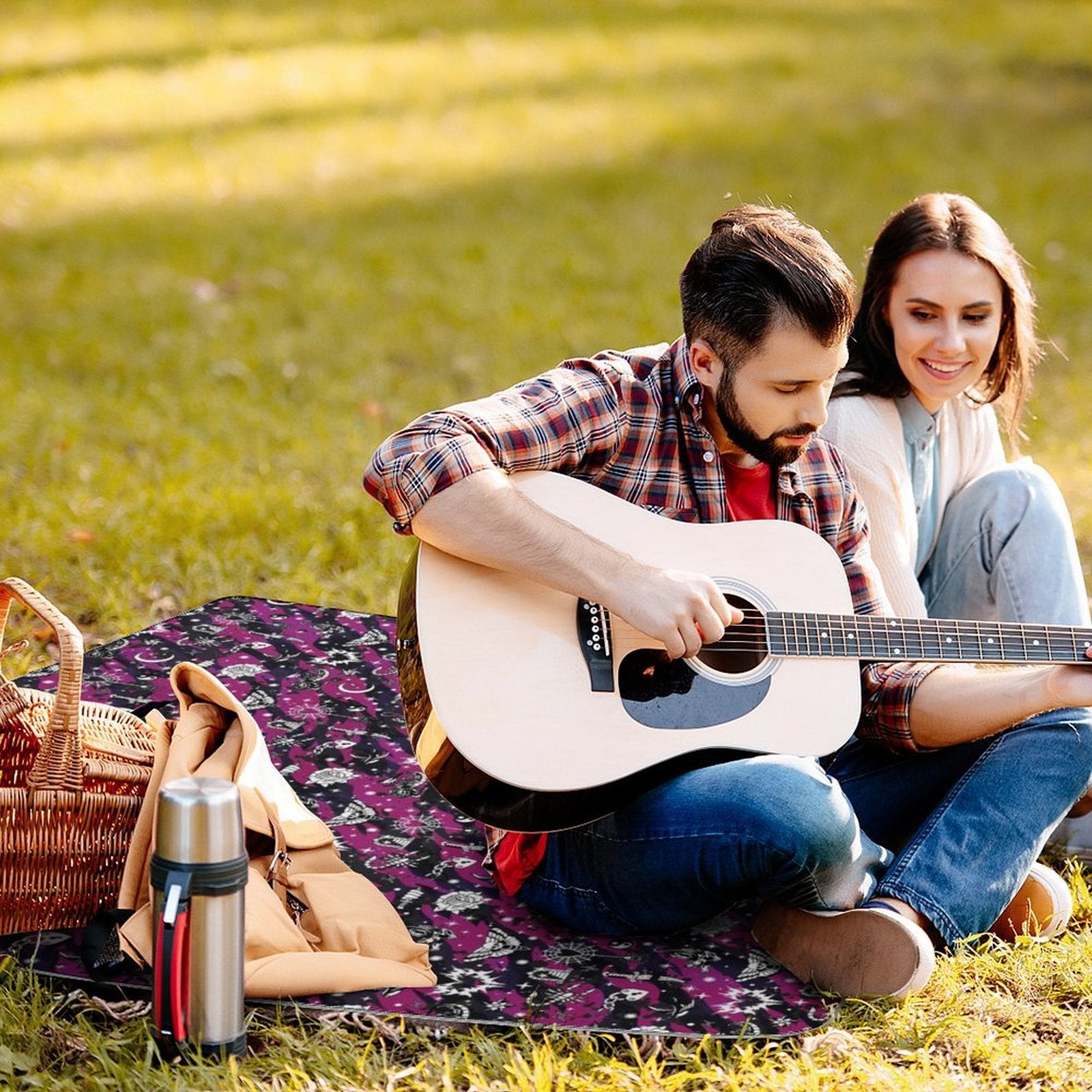 Custom Square Foldable Portable Picnic Mat With Carry Strap