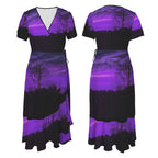 ANTIBrand 1999 Wrap Dress with purple dusk artwork