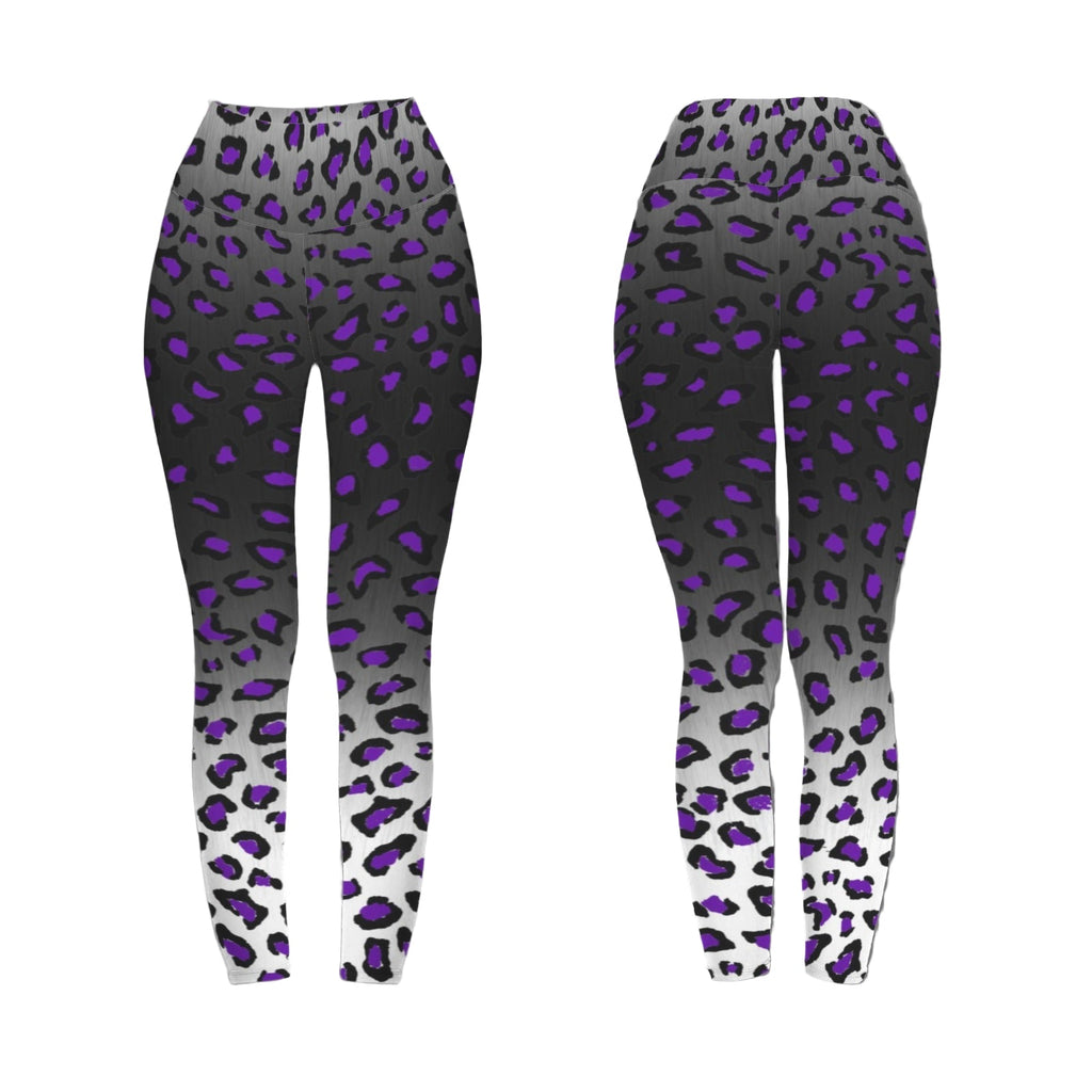 Purple and grey gradient leopard leggings