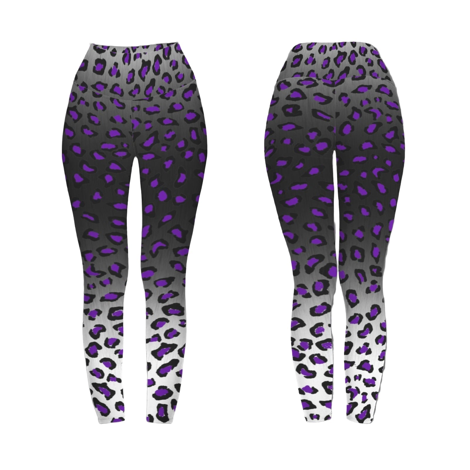 Purple and grey gradient leopard leggings