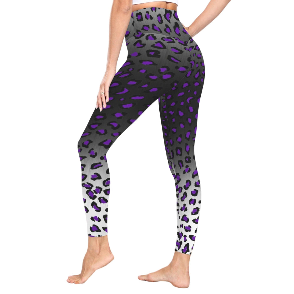 Goth leopard print leggings with high waist tummy control