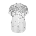Women’s goth V-neck shirt with tumbling skulls print