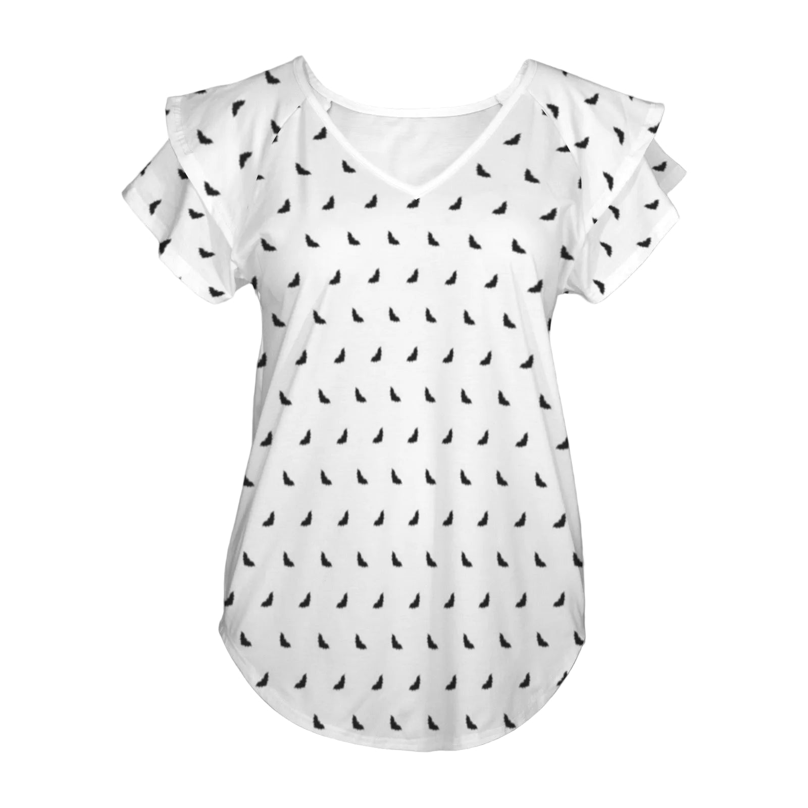 Polka Bats Ruffle Sleeve Top
