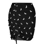 All-Over Print Women's Ruched Mesh Beach Cover Up Mini Skirt