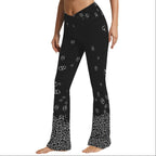 ANTIBrand black flared leggings with white skull cascade print