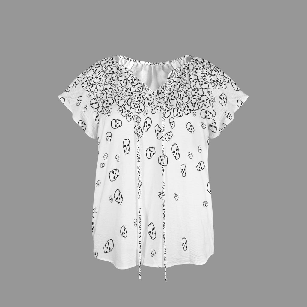 ANTIBrand Really Tumbling Skulls Drawstring Blouse