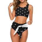 Women's High Waist Two-Piece Swimsuit with Tie-Front Bikini Bottom