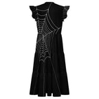 Women's Casual Ruffle Sleeve V Neck Midi Dress