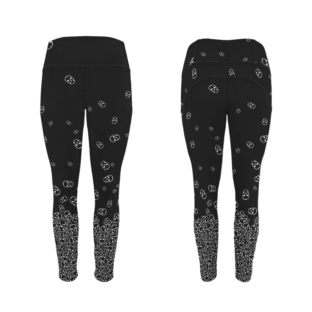 Really Tumbling White Skulls Gym Legging with Pockets