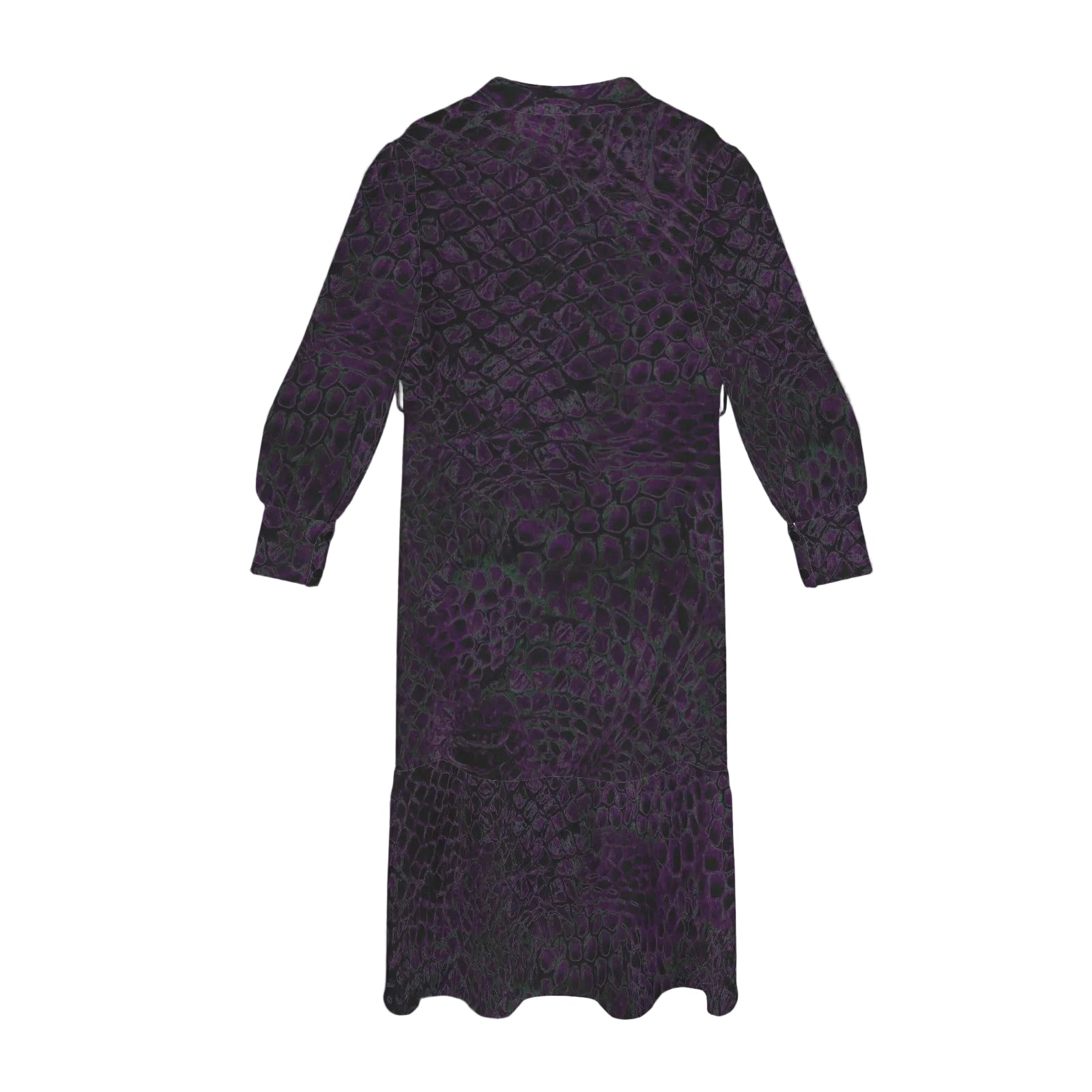 ANTIBrand Hydra Skin Lantern Sleeve Tie Waist Shirt Dress